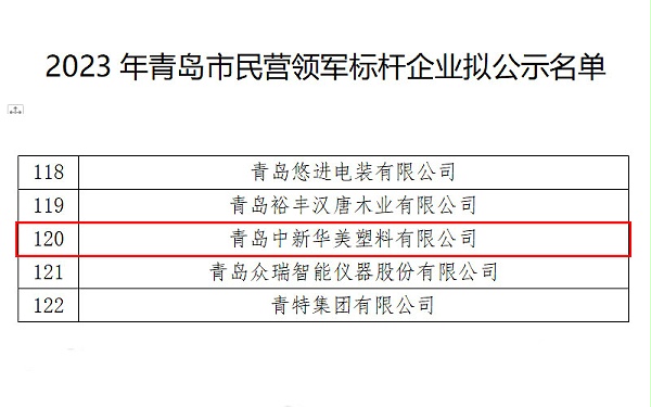 2023年度青岛市民营领军标杆企业名单